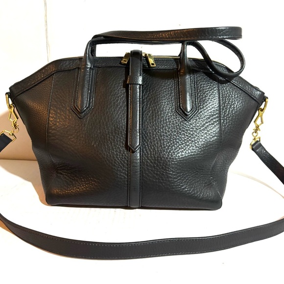 J. Crew black pebbled leather satchel handbag - Picture 5 of 9
